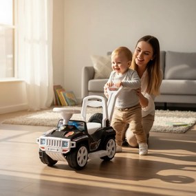 Masinuta copii si bebe NOVOKIDS™ My first SUV Car XXL , Lungime 85 cm, Maner de impins pentru parinti detasabil, Functie trotineta fara pedale,