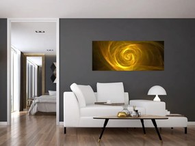 Tabloul cu spirala abstractă în galben (120x50 cm)