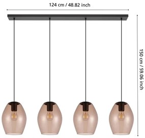 Lustră pe cablu Eglo 390162 ESTANYS 4xE27/40W/230V maro
