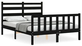 3192035 vidaXL Cadru de pat cu tăblie, negru, 120x200 cm, lemn masiv