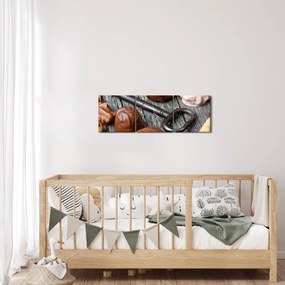 Tablou cu ciocolată și chei (cu ceas) (90x30 cm)