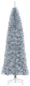 Brad de Craciun Artificial brad Argintiu Inalt 210 cm cu Baza Detasabila, decoratiune de Craciun HOMCOM | Aosom Romania