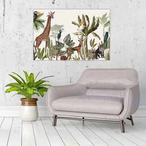 Tablou - Jungla plină de animale (90x60 cm)