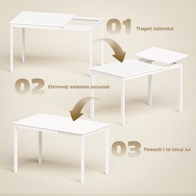 HOMCOM Masă de Sufragerie Extensibilă 80-120 cm pentru 4-6 Persoane, Masă Economisitoare de Spațiu cu Extensie Glisantă, Natural | Aosom Romania