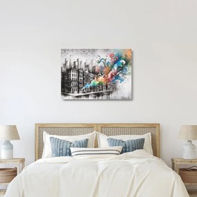 Tablou pe sticlă - Viața industrială (70x50 cm)