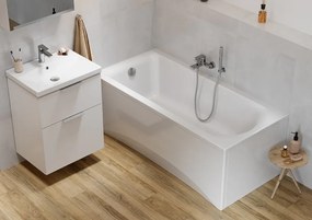 Cada baie dreptunghiulara 160x75 cm, alba, din acril, cu picioare reglabile, Cersanit City