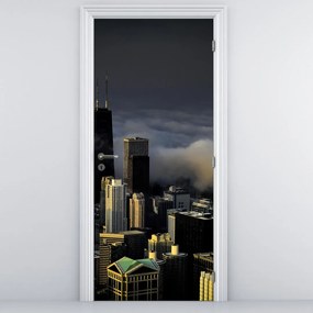 Fototapet pentru ușă - Oraș în nori (95x205cm)