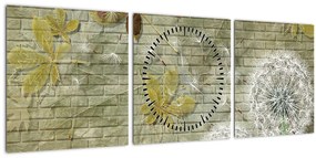 Tablou - Păpădii suflate de vânt (cu ceas) (90x30 cm)