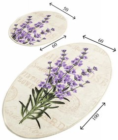 Set 2 Covorase de Baie Lavender DJT, Crem / Violet