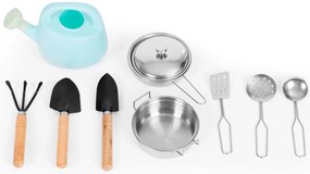 Bucătărie pentru copii în aer liber din lemn cu accesorii