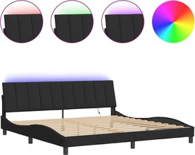 vidaXL Cadru de pat cu LED fără saltea, Hanko, negru, 200x200 cm, catifea