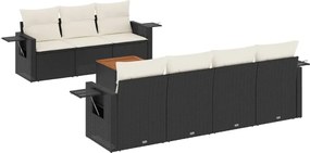 vidaXL Set mobilier de grădină cu perne, 8 piese, negru, poliratan
