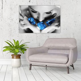 Tablou cu portretul femeii cu pietre (90x60 cm)