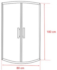 Cabină de duș curbată Spirit Clear 80x80x180 cm, fără cădiță de duș