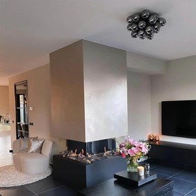 Plafonieră inteligentă neagră cu sticlă fumurie inclusiv 6 Wi-Fi G9 - Uvas