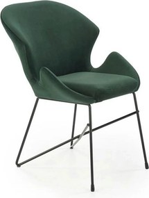 Scaun K458, verde/negru, stofa catifelata/metal, 57x62x82 cm