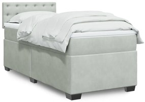 vidaXL Pat continental cu saltea, gri deschis, 80x200 cm, catifea