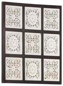Panouri de perete sculptate manual, maro si alb, 60x60x1,5 cm, MDF 1, maro si alb, 60 x 60 x 1.5 cm