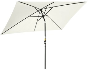Outsunny Umbrelă de Grădină Înclinabilă cu Manivelă și 6 Spiţe, 2x3 m, Alb Crem | Aosom Romania