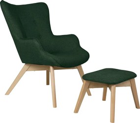 Fotoliu cu taburet verde închis Niko – Ropez