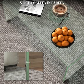 HOMCOM Măsuța de Cafea Monobloc Modernă pentru Living cu Picioare Antiderapante, Măsuță de Cafea din Sticlă Securizată, 100x50x35 cm, Transparentă