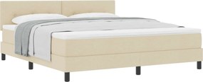vidaXL Pat cu arcuri cu saltea cu headboard Crem 180 x 200 cm țesătură