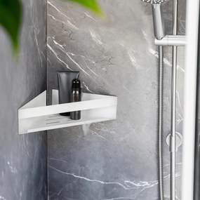 Raft pentru baie alb mat autoadeziv, pentru colț cu Turbo-Loc din oțel inoxidabil Genova – Wenko