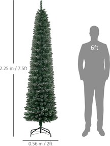 HOMCOM Brad de Crăciun Slim cu 624 Ramuri, Bază Pliabilă, Plastic și Metal, 56x56x225 cm, Verde | Aosom Romania