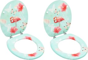 vidaXL Scaune WC cu capac, 2 buc., MDF, model flamingo