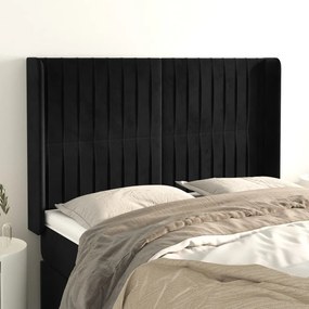 vidaXL Tăblie de pat cu aripioare, negru, 147x16x118/128 cm, catifea