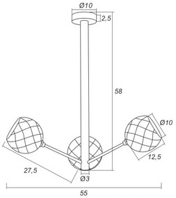 Argon 1358 - Lustră pe tijă LED BELLUNO 3xLED/5W/230V