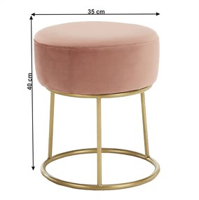 Taburet, catifea Velvet roz/vopsea aurie, AYSU