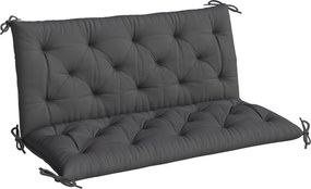 Outsunny Pernă pentru Bancă de Grădină sau pentru Balansoar de Grădină 120x110x12 cm de 2 Locuri cu 6 Șnururi de Fixare Negru | Aosom Romania