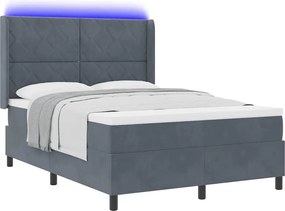 vidaXL Pat cu arcuri cu headboard Gri închis 140 x 190 cm Catifea