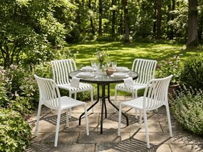 Set de gradina TREGO ISLAND - 4 scaune si masa rotunda ø 90 cm, alba