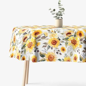 Goldea față de masă teflonată - flori de floarea-soarelui - ovală 120 x 180 cm