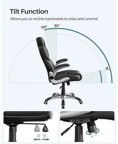 Scaun birou directorial brate si tetiera reglabile spatar ergonomic piele ecologica Negru