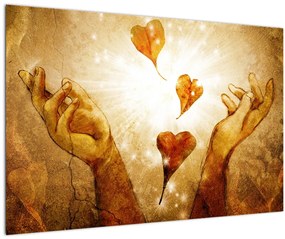 Tablou - pictura mâinilor pline de dragoste (90x60 cm)