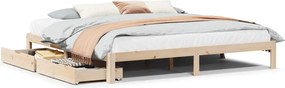 vidaXL Cadru de pat cu sertare, 200x200 cm, lemn masiv pin