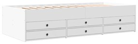 3280874 vidaXL Cadru pat de zi cu sertare, alb, 90x200 cm, lemn prelucrat