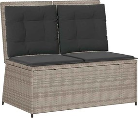 vidaXL Bancă rabatabilă de grădină cu perne, gri deschis, poliratan