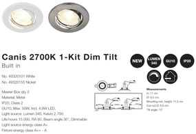 Spot incastrabil directionabil cu bec GU10 2700K dimabil Canis alb