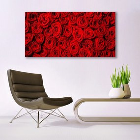 Tablou pe panza canvas Trandafiri Floral Roșu Verde Alb