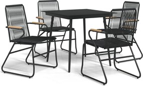 vidaXL Set mobilier de grădină, 5 piese, negru, ratan PVC