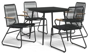 3060268 vidaXL Set mobilier de grădină, 5 piese, negru, ratan PVC