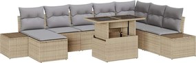 vidaXL Set de canapele pentru grădină 9 pcs Beige și gri deschis