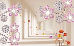 Tapet Premium Canvas - Abstract tunel cu flori colorate