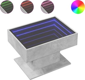vidaXL Măsuță de cafea cu LED, gri beton, 70x50x45 cm, lemn prelucrat
