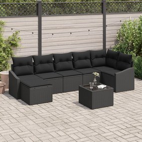 vidaXL Set de canapele pentru grădină 8 pcs Negru Rattan poli