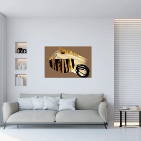 Tablou - Abstracție maro auriu N⁰2 (90x60 cm)